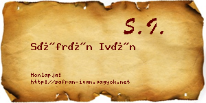 Sáfrán Iván névjegykártya